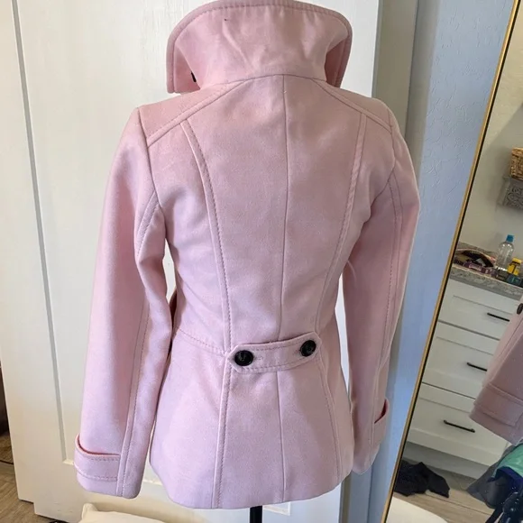 H&M Light Pink Double-Breasted Pea Coat - Picture 2 of 3
